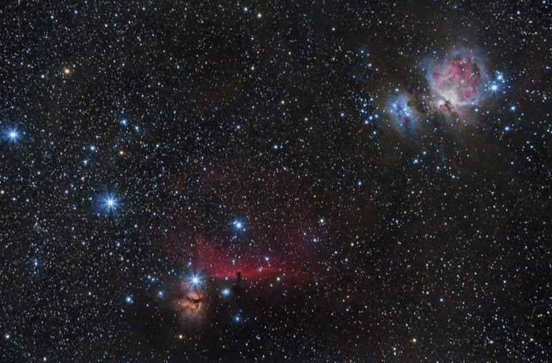 The Horsehead Nebula and the Flame Nebula